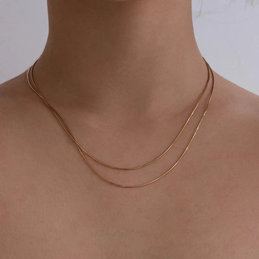 Snake chain necklacelayered necklace Double layered necklace thin chain necklace